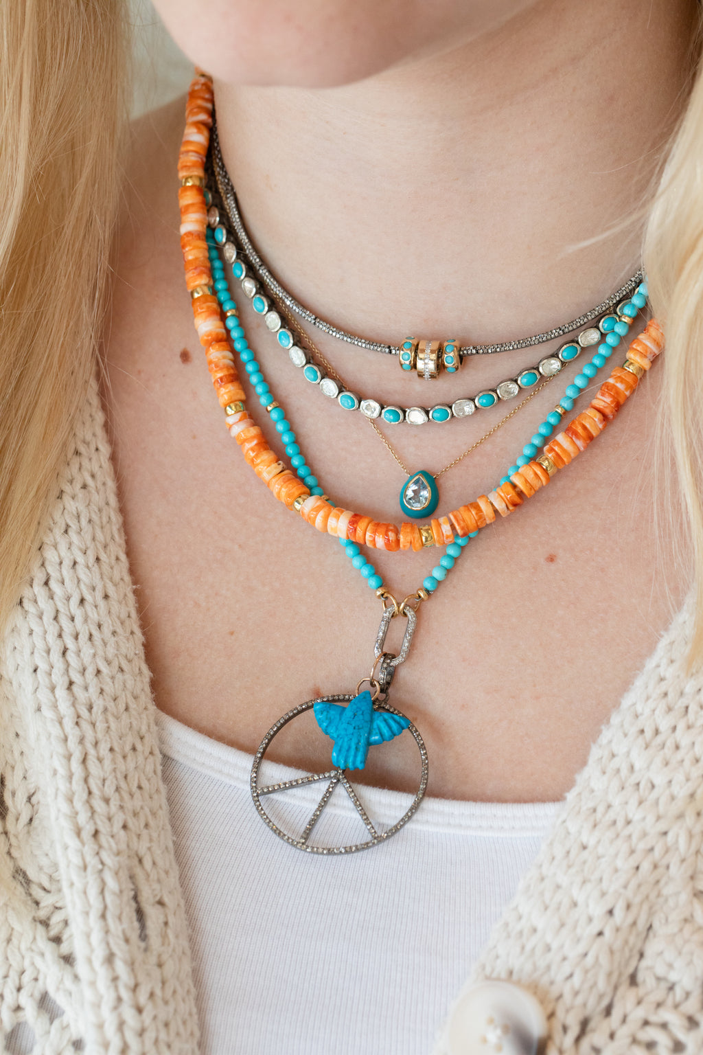 6mm Heishi Spiny Oyster Rondelle Necklace