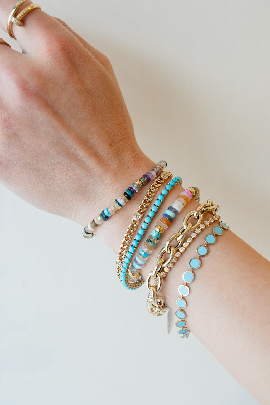 4mm Smooth Heishi Multi Agate Rondelle Bracelet
