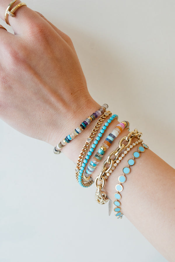 6mm Heishi Sandy Multi Agate Rondelle Bracelet