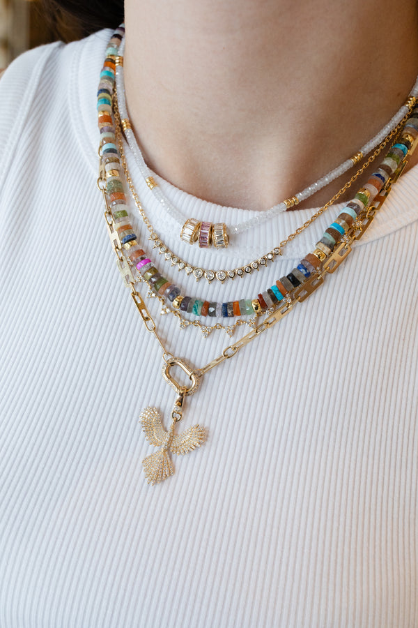 3mm Frosty White Zircon Trio Rondelle Necklace