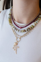 Faceted Plum Garnet Ruby 14K Spacer Necklace