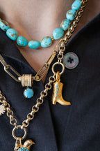 14K Gold Turquoise Cowboy Boot Charm