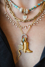 14K Gold Diamond Cowgirl Boot Charm