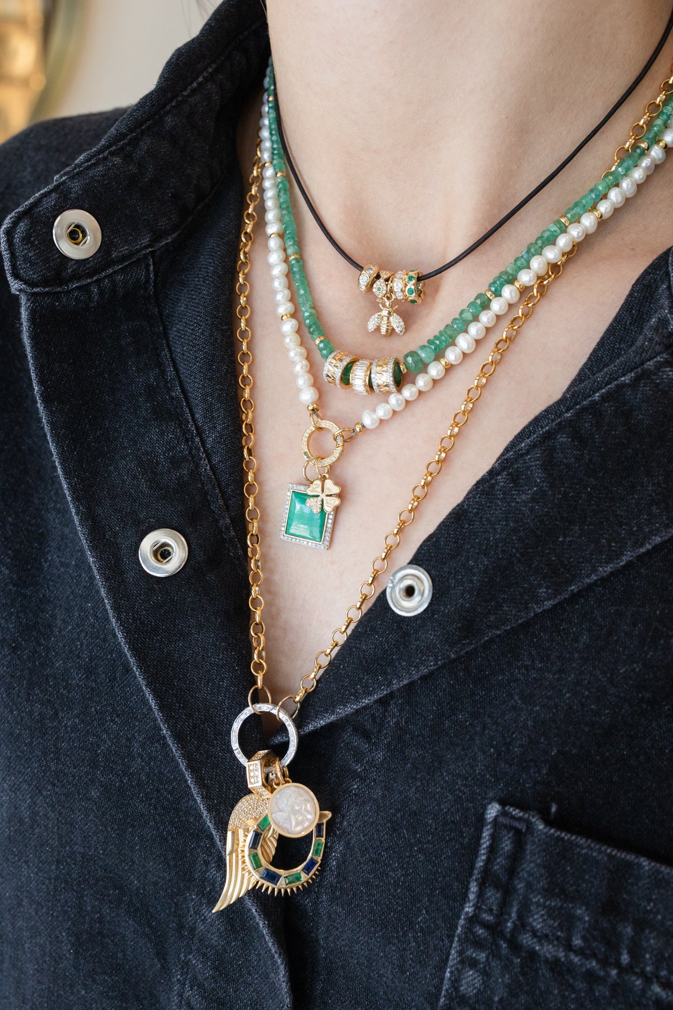Gold Filled Rolo Chain 17mm Diamond Lock Necklace