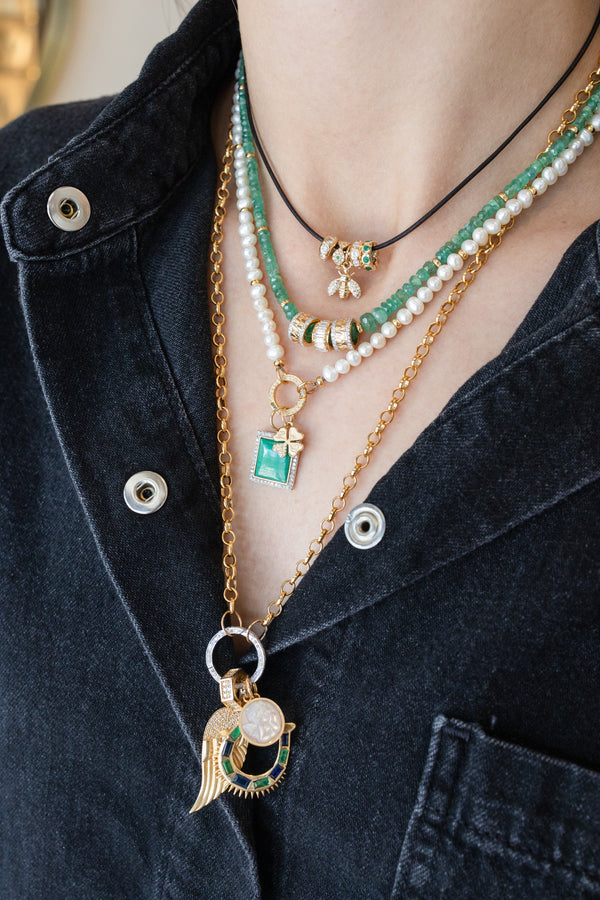 Gold Filled Rolo Chain 17mm Diamond Lock Necklace