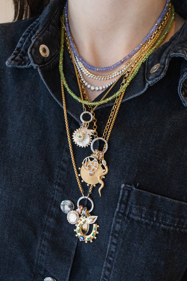 Mini 14K Gold Diamond Hummingbird Charm