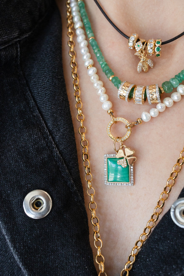 Mini 14K Gold Diamond Clover Charm