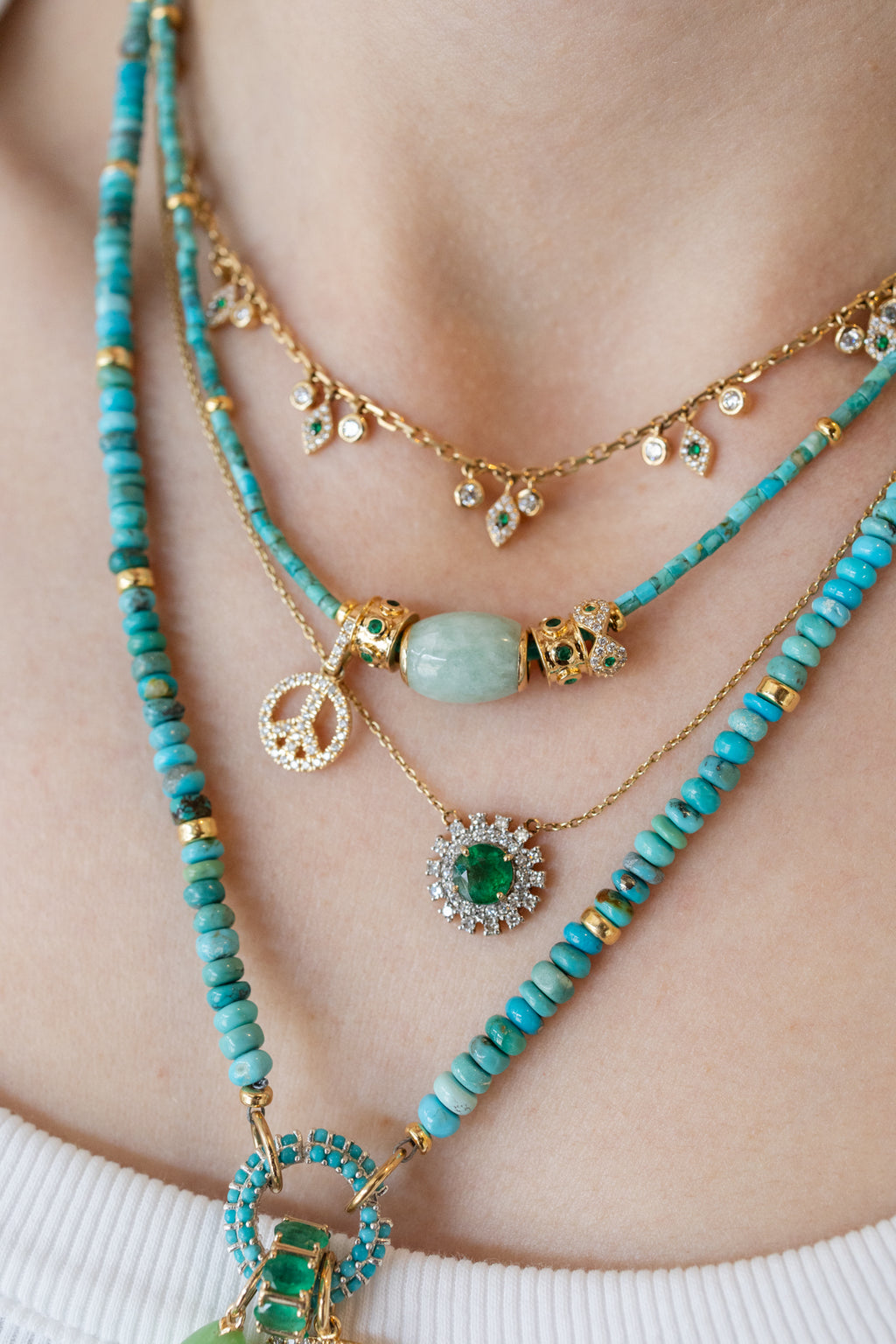 14K Gold Light Green Jade Tube Spacer