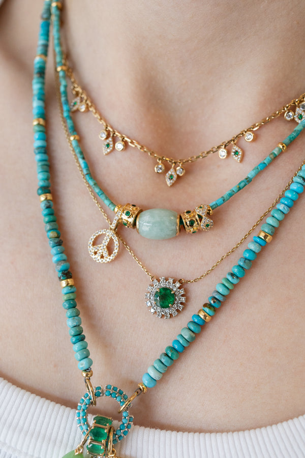 14K Gold Light Green Jade Tube Spacer