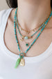 14K Gold Diamond Round Emerald Retro Necklace