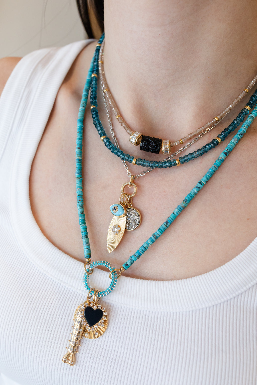 17mm Silver Dotted Turquoise Lock Connector