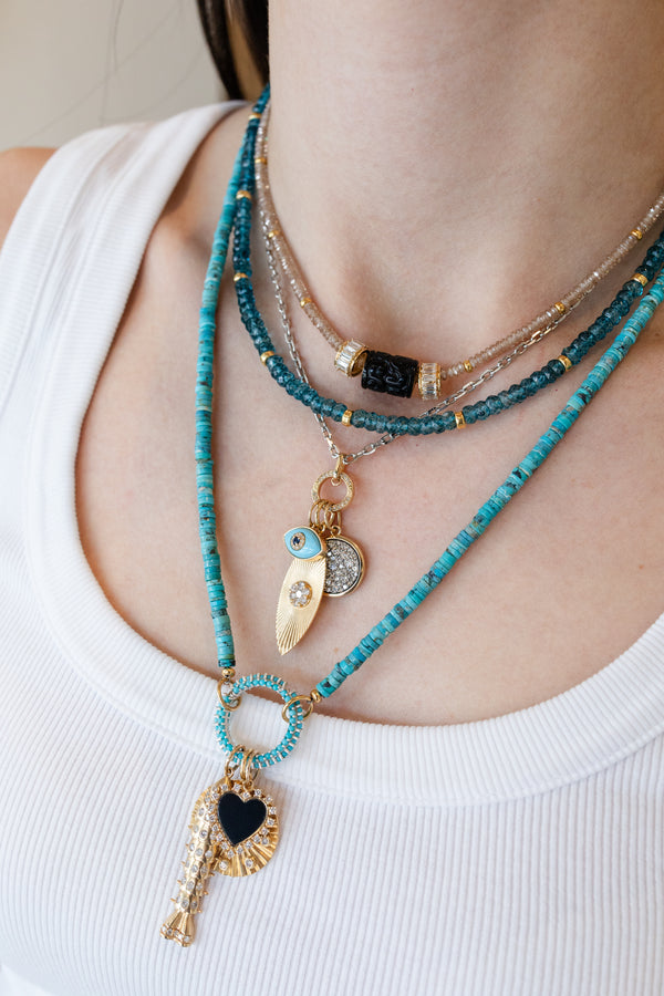 17mm Silver Dotted Turquoise Lock Connector