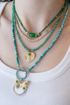 14K Gold Dark Green Jade Tube Spacer