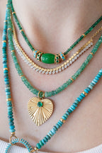 14K Gold Dark Green Jade Tube Spacer