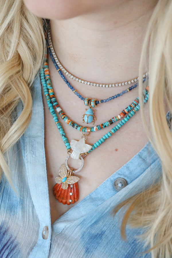 2mm Blue Kyanite Rondelle Necklace