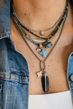 Small 14K Gold Carved Blue Opal Thunderbird Charm