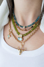 Faceted Oval Golden Zircon Mix Necklace