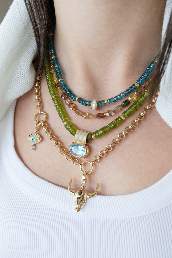 Faceted Oval Golden Zircon Mix Necklace