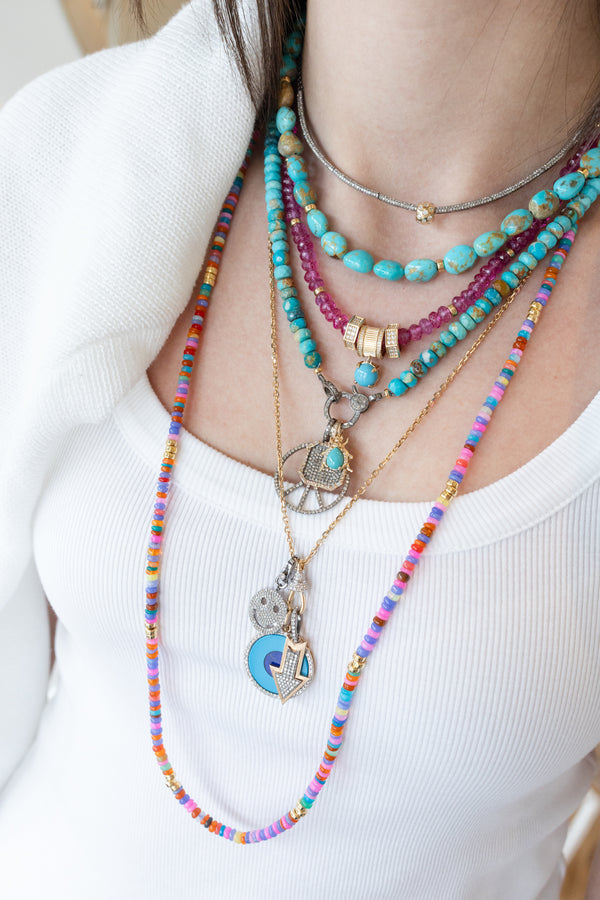 4mm Rainbow Opal Rondelle Long Beaded Necklace