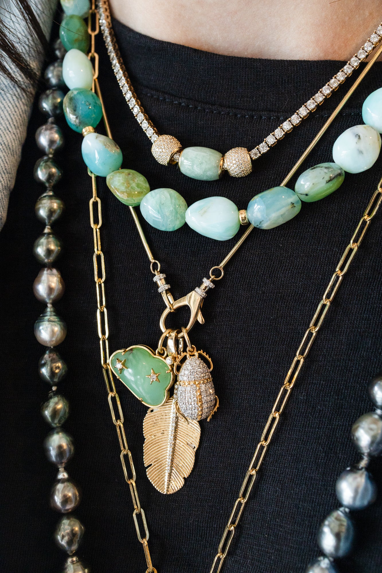 14K Gold Mini Chrysoprase Cloud Charm