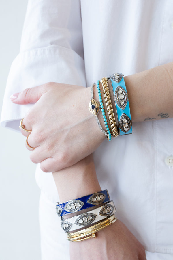 Turquoise Enamel Polki Diamond Bangle