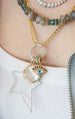 14K Gold Blue Sapphire Evil Eye Drop Pendant