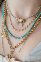 Medium 14K Gold Turquoise Tennis Necklace
