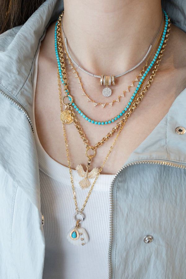 14K Gold Dainty Trio Triangle Diamond Necklace