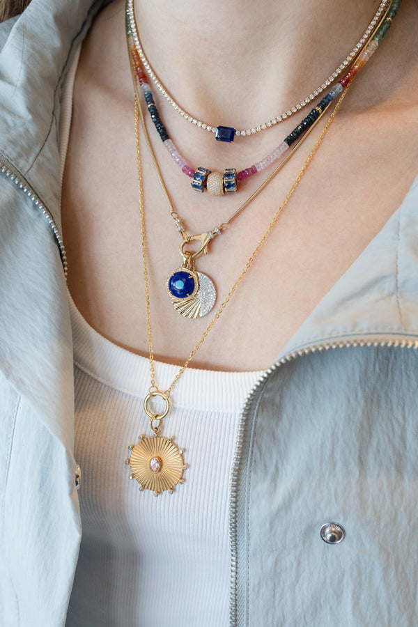4mm Faceted Rainbow Sapphire Rondel Necklace