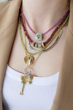 20" 14K Gold Cuban 17mm Diamond Lock Necklace