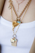 24" 14K Gold Simple Cable 12mm Diamond Lock Necklace