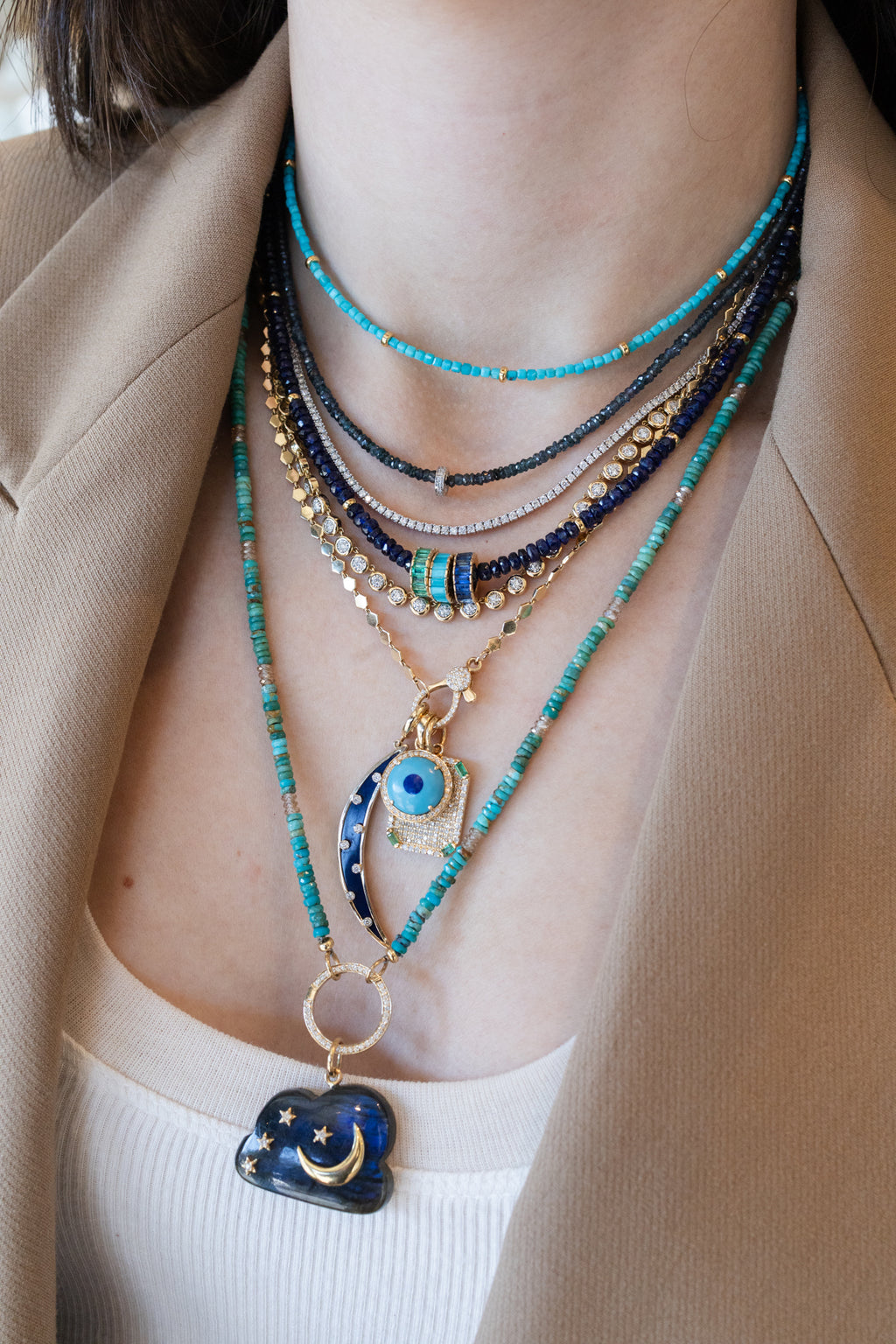 2mm Sleeping Beauty Square Turquoise Rondelle Necklace