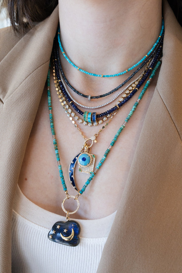 14K White Gold Diamond Spacer Violet Spinel Necklace