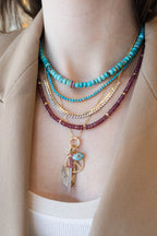 Faceted Plum Garnet Rondelle Necklace