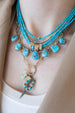 3 Row 2mm Sleeping Beauty Square Turquoise Necklace