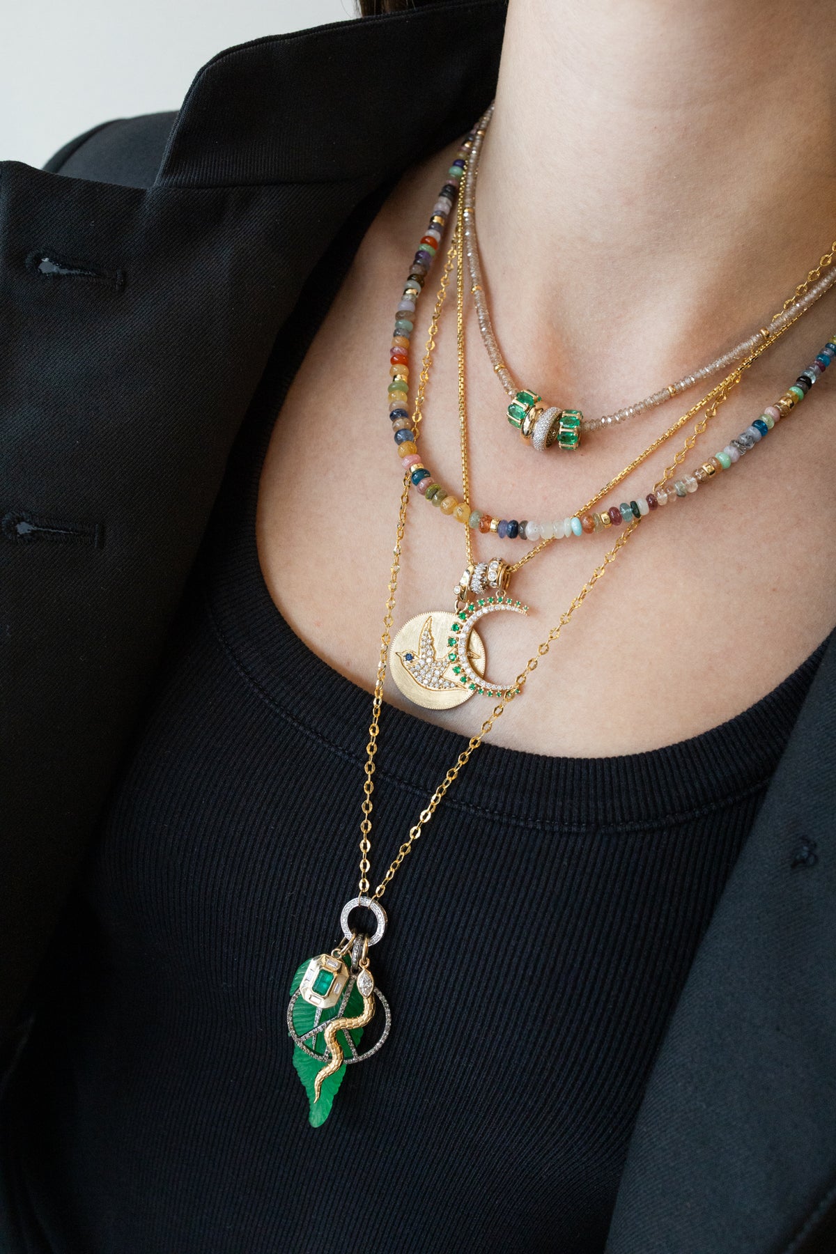 4mm Graduated Multi Agate Rondelle Necklace