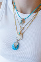14K Gold Carved Turquoise Shell Charm