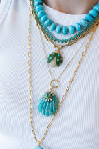 14K Gold Carved Aventurine Shell Charm