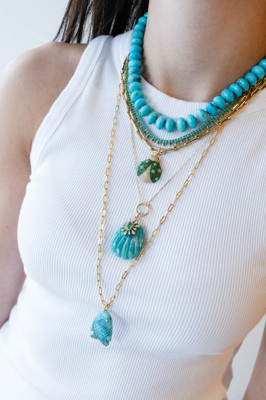 14K Gold Carved Aventurine Shell Charm