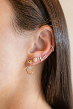 14K Gold Diamond Horse Bit Dangle Earrings