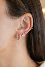 14mm 14K Gold 5 Mix Shape Diamond Dangle Huggies