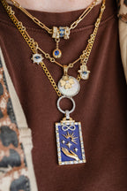 14K Gold Lapis Diamond Infinity Tarot Card Charm