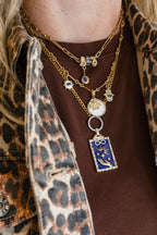 14K Gold Lapis Diamond Infinity Tarot Card Charm