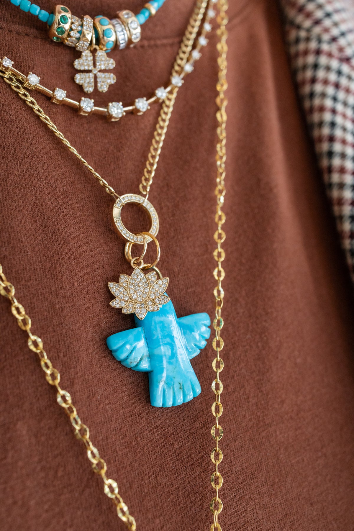 Mini 14K Gold Diamond Lotus Charm