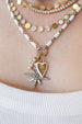 14K Gold Mini Pearl Cross Charm