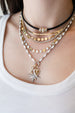 Silver Diamond White Enamel Lock Necklace
