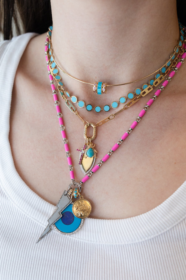 Mini 14K Gold Turquoise Diamond Bug Charm