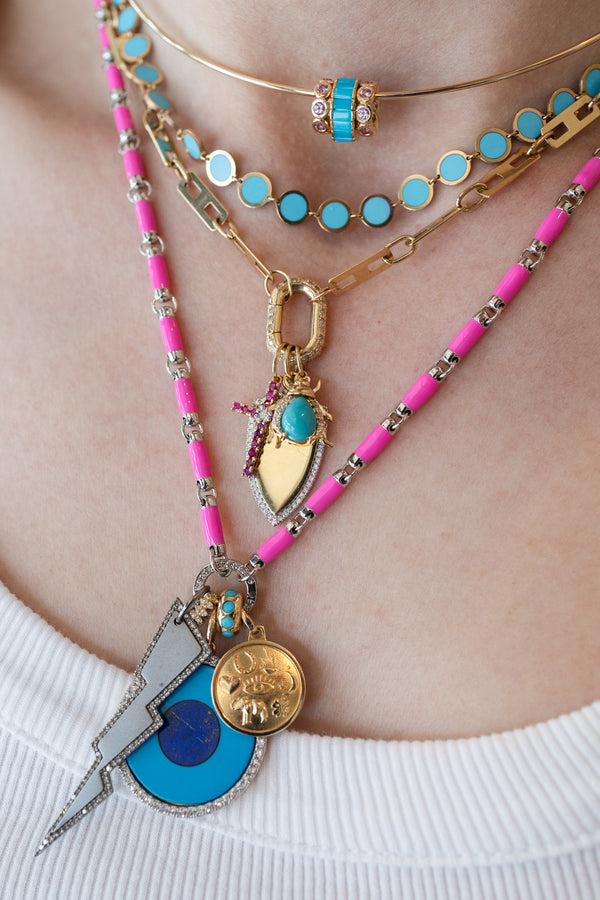 14K Gold Ruby Diamond Center Cross Charm