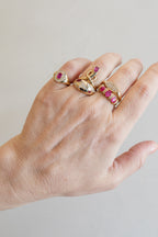 14K Gold Retro Oval Ruby Diamond Ring