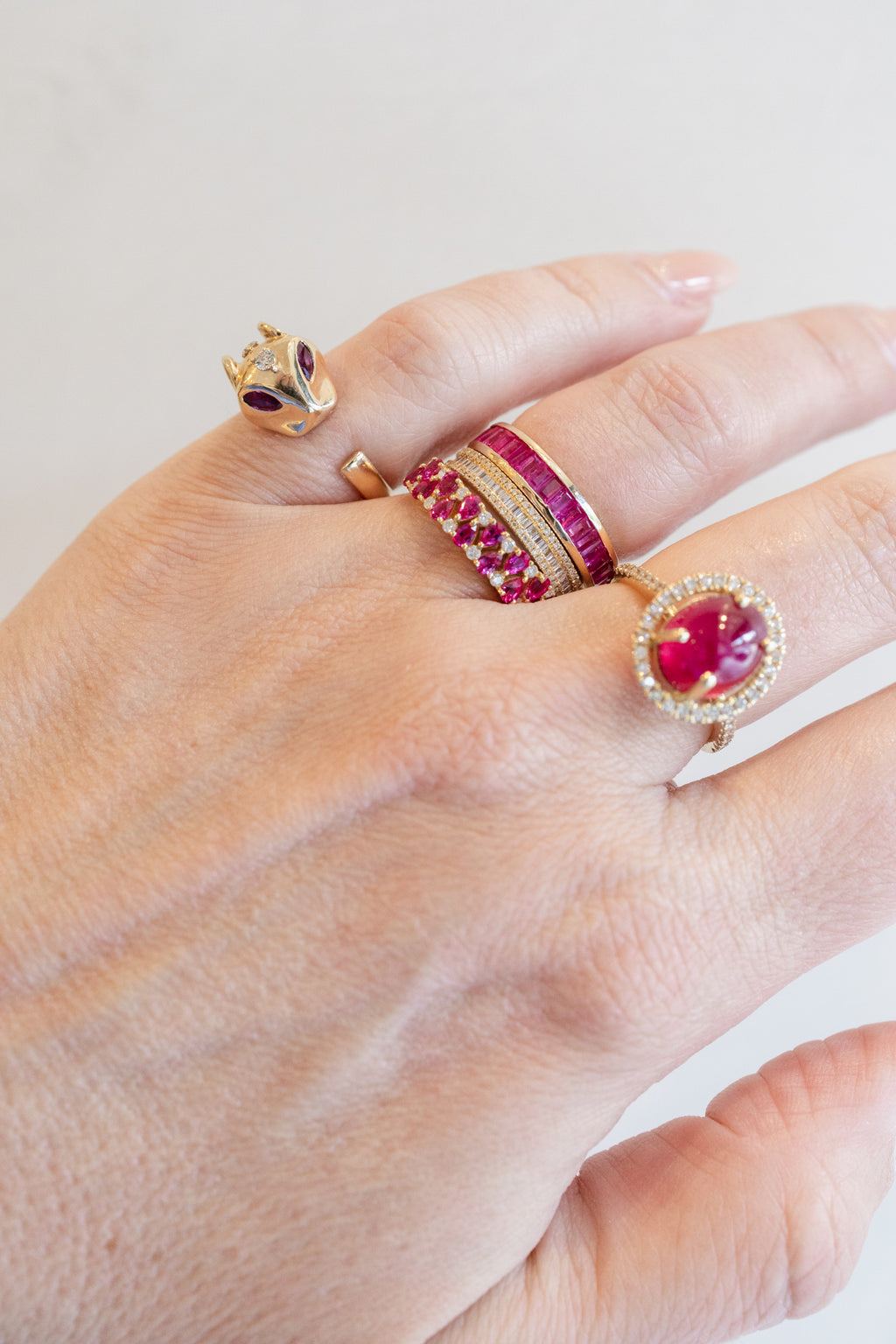 14K Gold Ruby Diamond Panther Ring